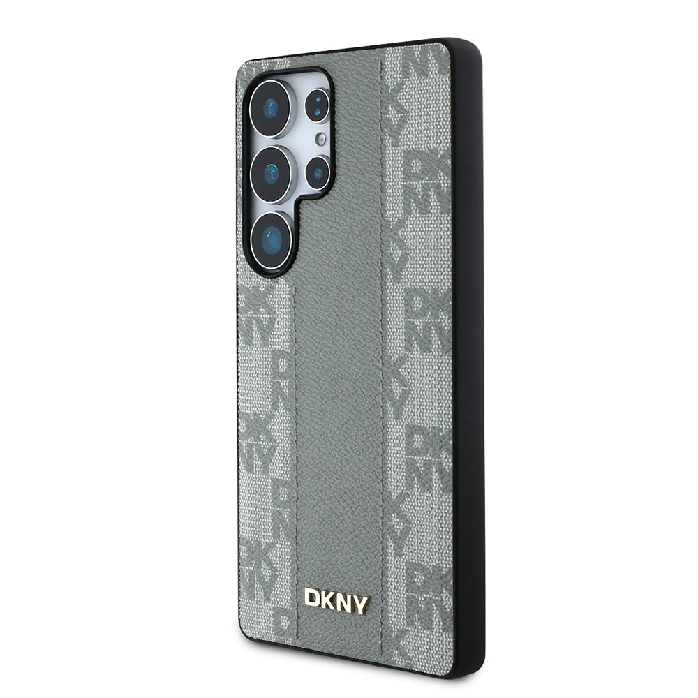 Galaxy S25 Ultra Kılıf DKNY Orijinal Lisanslı M-safe Şarj Özellikli 3D Yazılı Checkered Pattern Kılıf