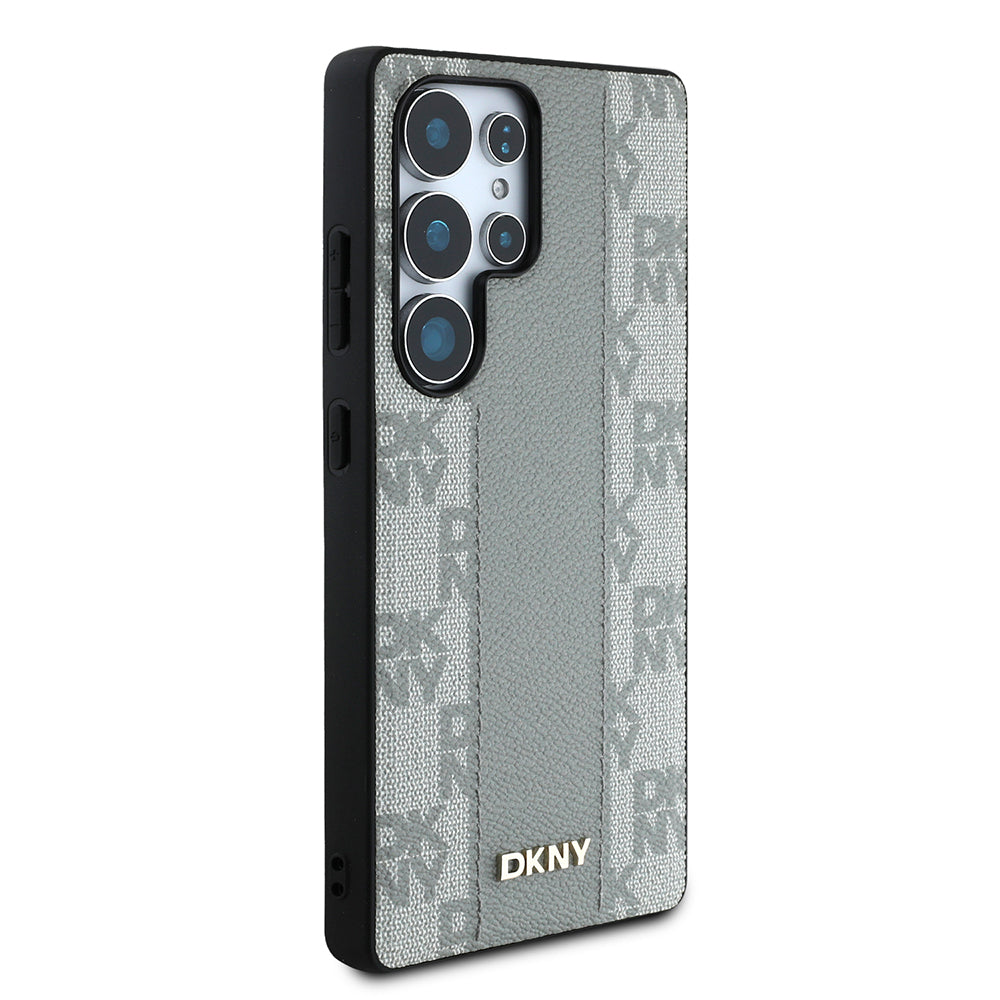 Galaxy S25 Ultra Kılıf DKNY Orijinal Lisanslı M-safe Şarj Özellikli 3D Yazılı Checkered Pattern Kılıf