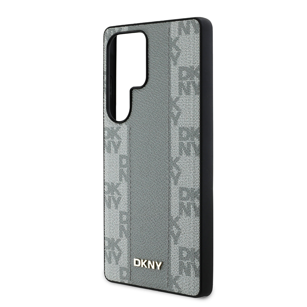 Galaxy S25 Ultra Kılıf DKNY Orijinal Lisanslı M-safe Şarj Özellikli 3D Yazılı Checkered Pattern Kılıf