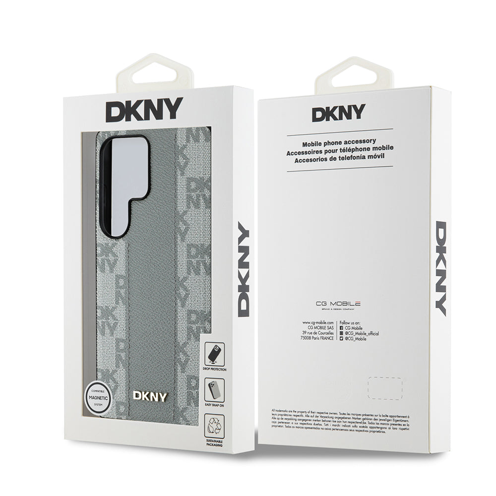 Galaxy S25 Ultra Kılıf DKNY Orijinal Lisanslı M-safe Şarj Özellikli 3D Yazılı Checkered Pattern Kılıf
