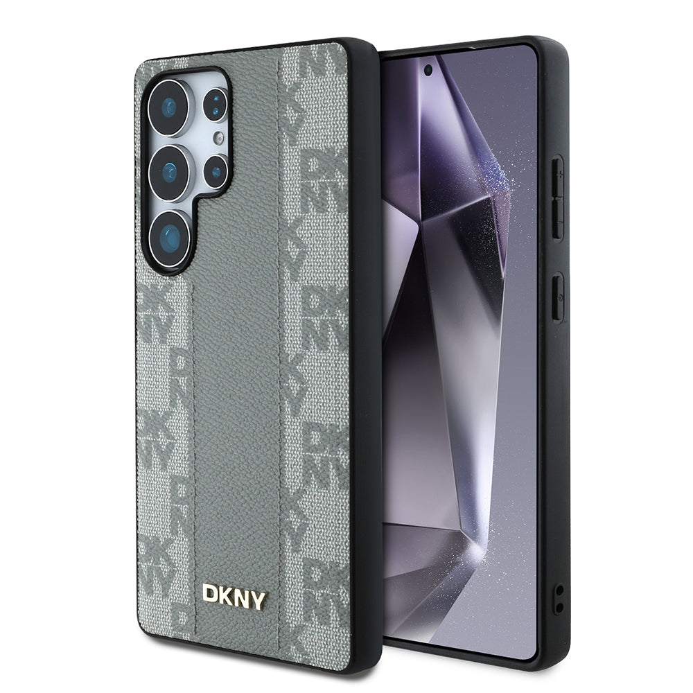 Galaxy S25 Ultra Kılıf DKNY Orijinal Lisanslı M-safe Şarj Özellikli 3D Yazılı Checkered Pattern Kılıf