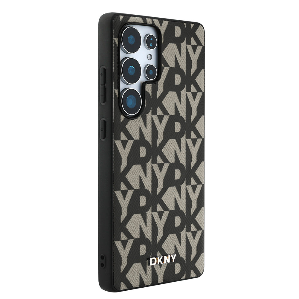 Galaxy S25 Ultra Kılıf DKNY Orijinal Lisanslı M-safe Şarj Özellikli 3D Yazılı Grid Pattern Kılıf