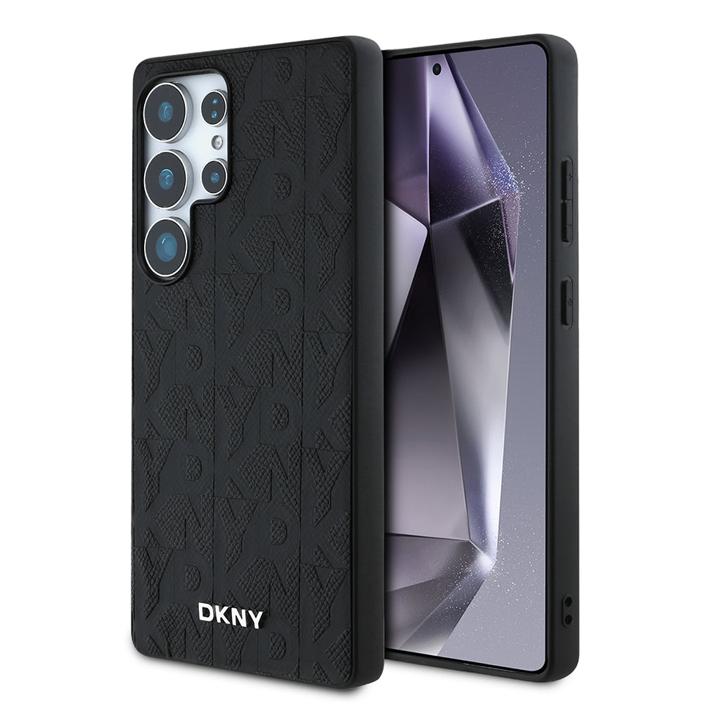 Galaxy S25 Ultra Kılıf DKNY Orijinal Lisanslı Magnetik PU Deri Grid Pattern Kılıf