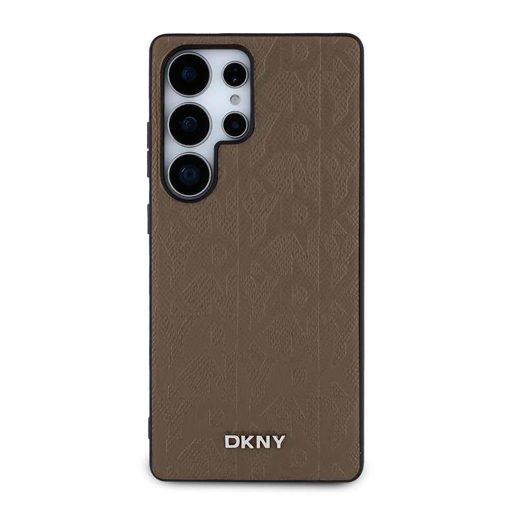 Galaxy S25 Ultra Kılıf DKNY Orijinal Lisanslı Magnetik PU Deri Grid Pattern Kılıf