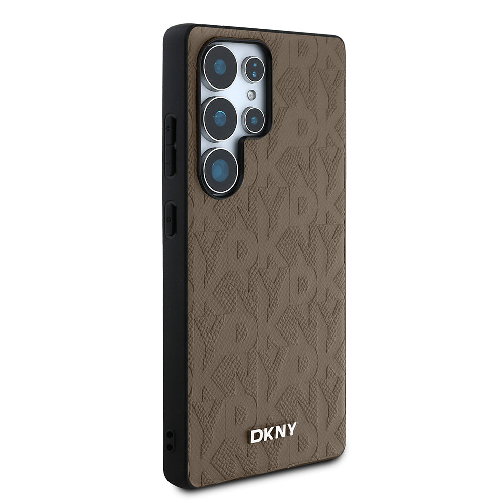 Galaxy S25 Ultra Kılıf DKNY Orijinal Lisanslı Magnetik PU Deri Grid Pattern Kılıf