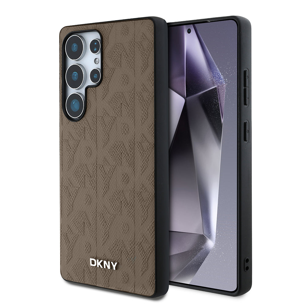 Galaxy S25 Ultra Kılıf DKNY Orijinal Lisanslı Magnetik PU Deri Grid Pattern Kılıf