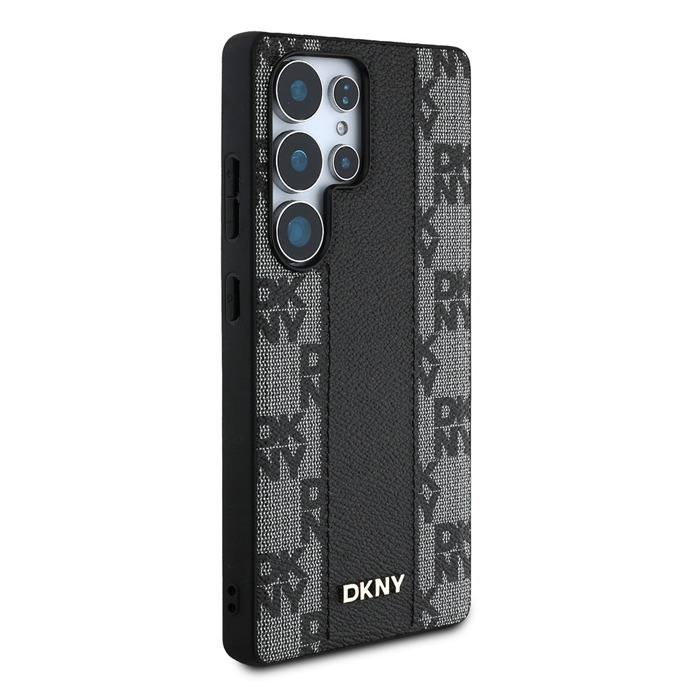 Galaxy S25 Ultra Kılıf DKNY Orjinal Lisanslı M-safe Şarj Özellikli 3D Yazılı Checkered Pattern Kılıf