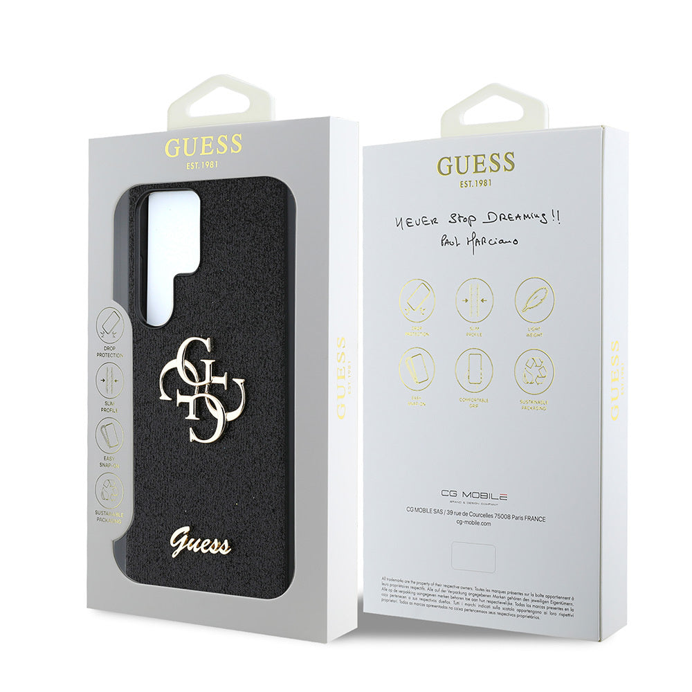 Galaxy S25 Ultra Kılıf Guess Orijinal Lisanslı 4G Büyük Metal Logolu Glitter Kılıf