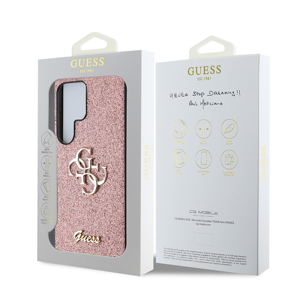 Galaxy S25 Ultra Kılıf Guess Orijinal Lisanslı 4G Büyük Metal Logolu Glitter Kılıf