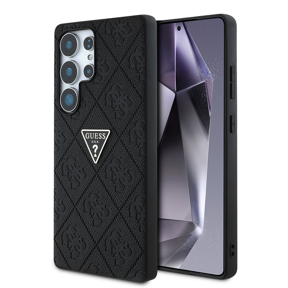 Galaxy S25 Ultra Kılıf Guess Orijinal Lisanslı 4G Desenli Sıcak Damgalı Üçgen Logolu Kılıf