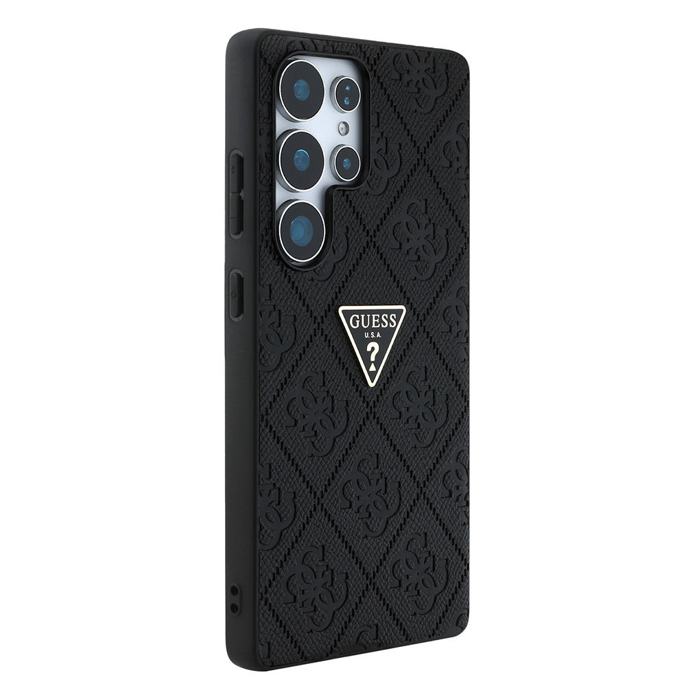 Galaxy S25 Ultra Kılıf Guess Orijinal Lisanslı 4G Desenli Sıcak Damgalı Üçgen Logolu Kılıf