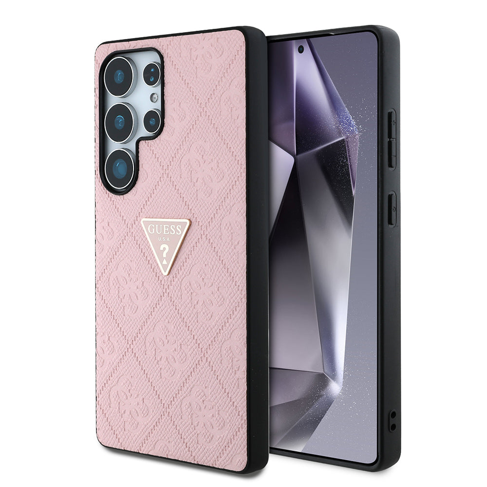 Galaxy S25 Ultra Kılıf Guess Orijinal Lisanslı 4G Desenli Sıcak Damgalı Üçgen Logolu Kılıf