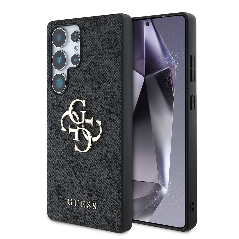 Galaxy S25 Ultra Kılıf Guess Orijinal Lisanslı PU Deri 4G Desenli Metal Büyük 4G ve Yazı Logolu Kılıf