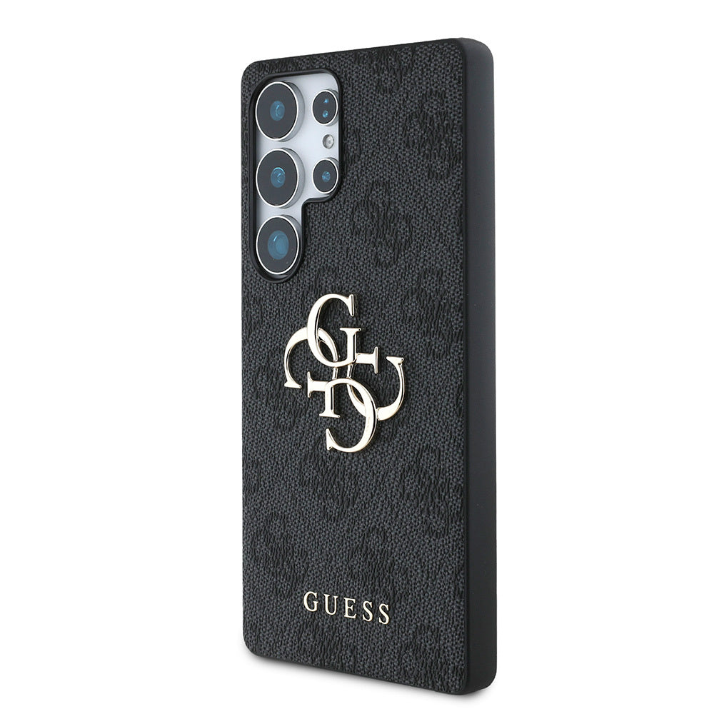 Galaxy S25 Ultra Kılıf Guess Orijinal Lisanslı PU Deri 4G Desenli Metal Büyük 4G ve Yazı Logolu Kılıf