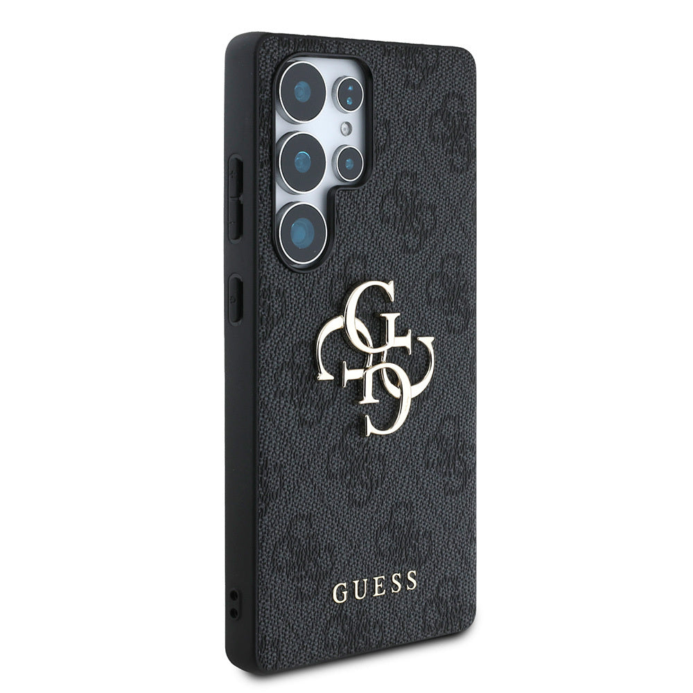 Galaxy S25 Ultra Kılıf Guess Orijinal Lisanslı PU Deri 4G Desenli Metal Büyük 4G ve Yazı Logolu Kılıf