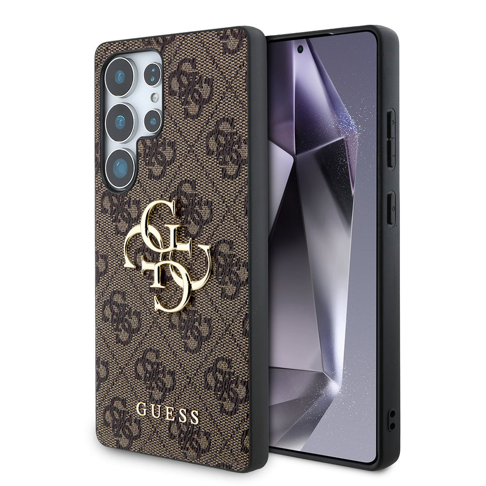 Galaxy S25 Ultra Kılıf Guess Orijinal Lisanslı PU Deri 4G Desenli Metal Büyük 4G ve Yazı Logolu Kılıf