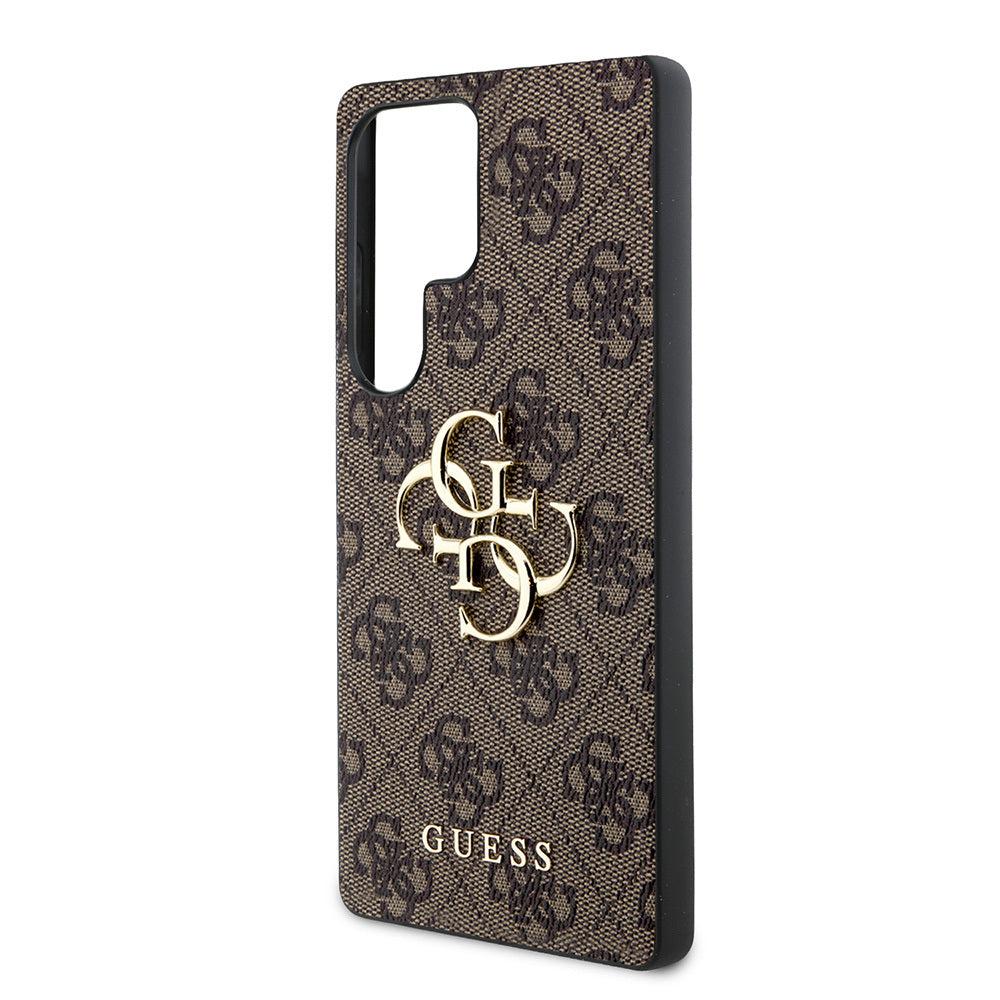 Galaxy S25 Ultra Kılıf Guess Orijinal Lisanslı PU Deri 4G Desenli Metal Büyük 4G ve Yazı Logolu Kılıf