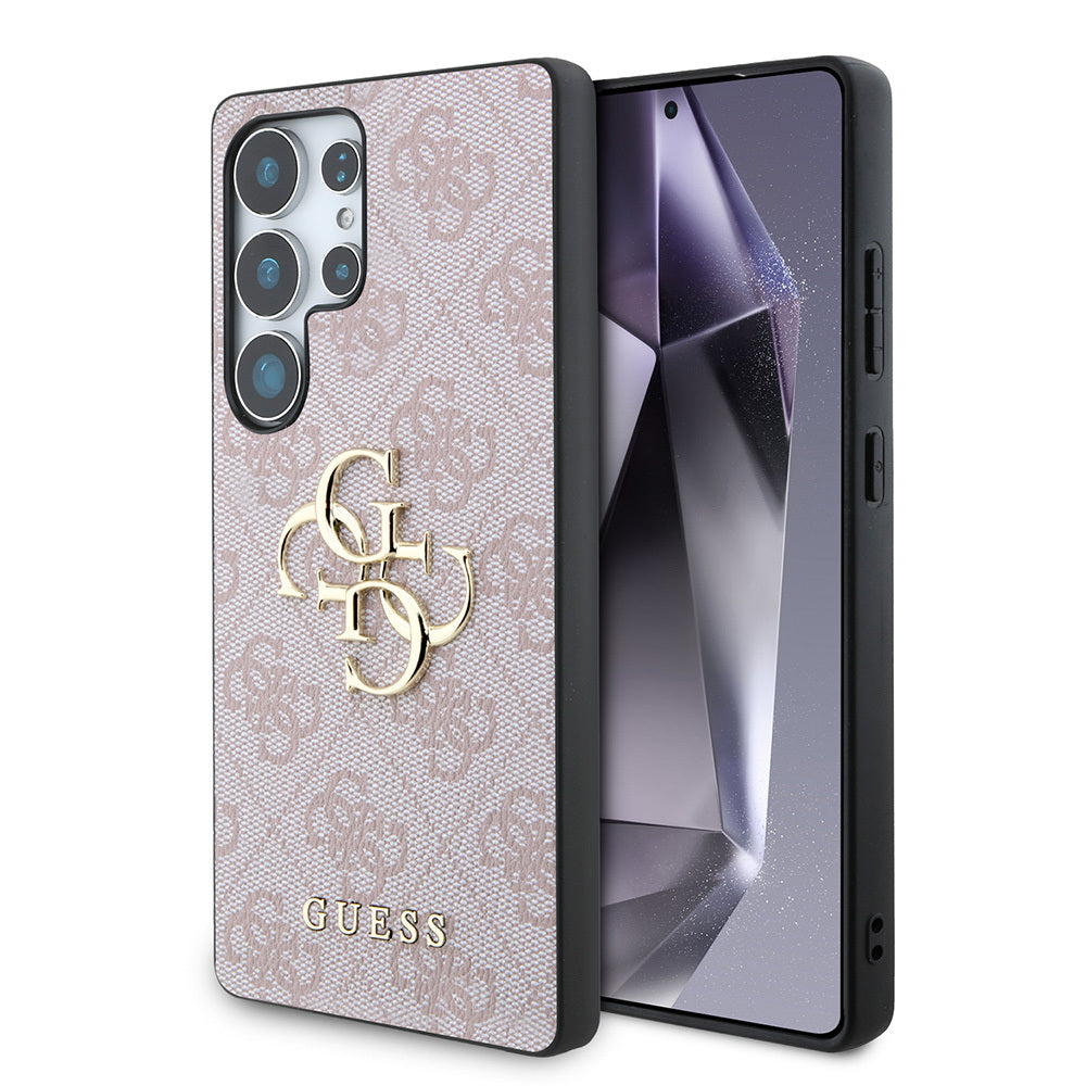 Galaxy S25 Ultra Kılıf Guess Orijinal Lisanslı PU Deri 4G Desenli Metal Büyük 4G ve Yazı Logolu Kılıf
