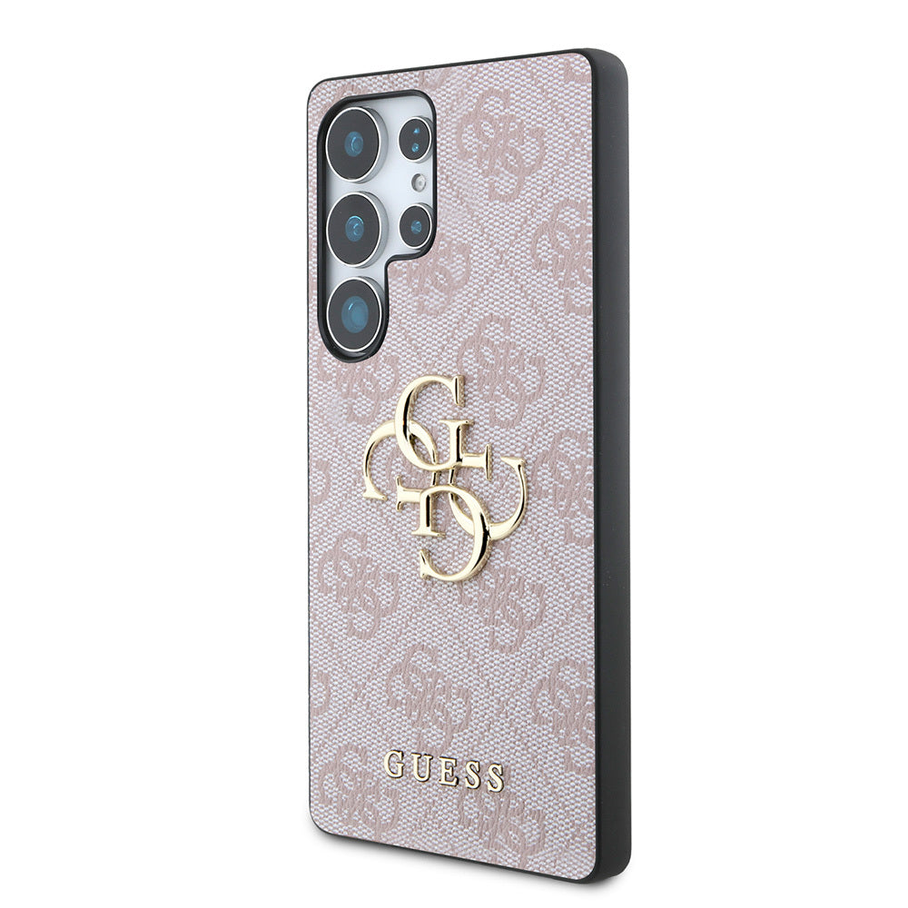 Galaxy S25 Ultra Kılıf Guess Orijinal Lisanslı PU Deri 4G Desenli Metal Büyük 4G ve Yazı Logolu Kılıf