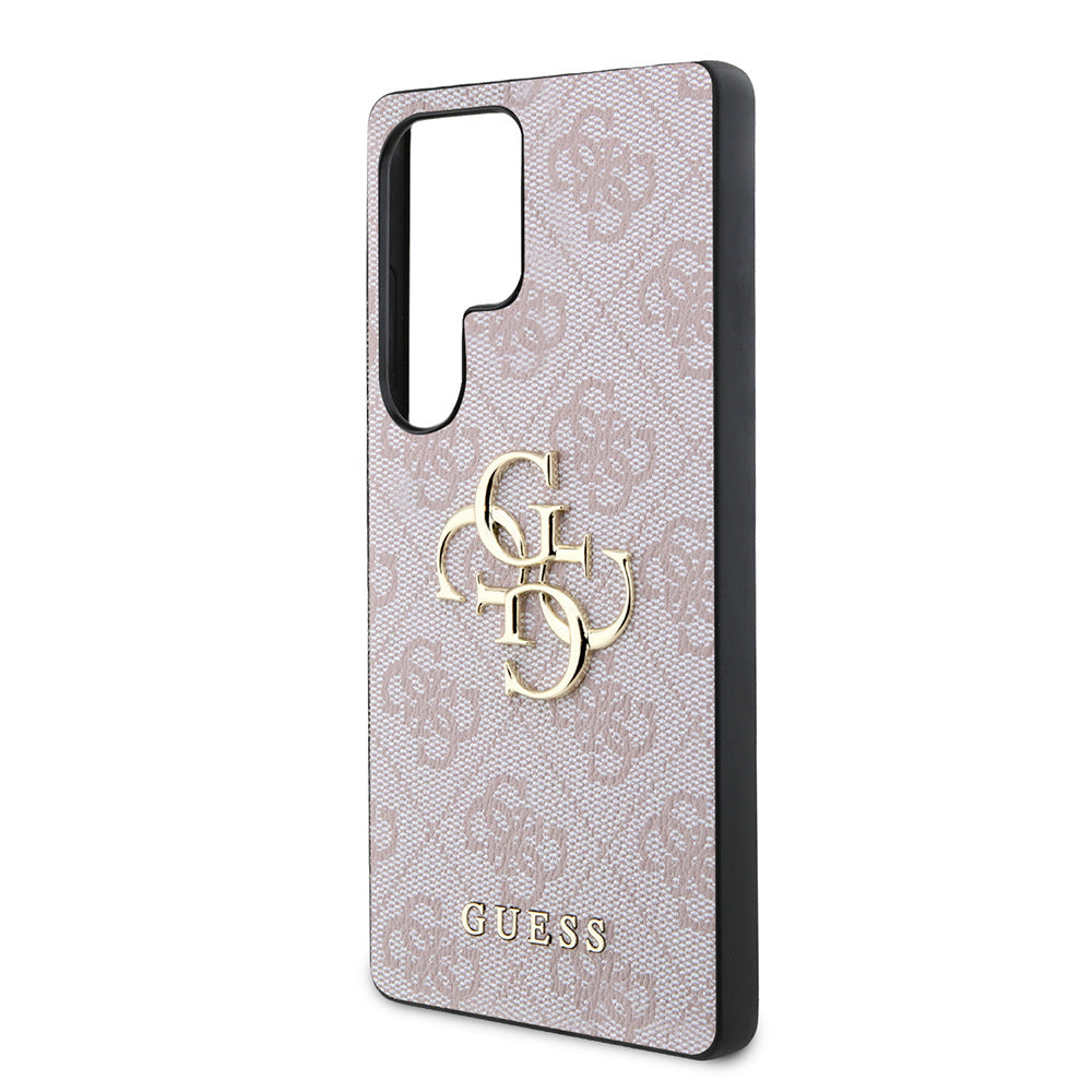 Galaxy S25 Ultra Kılıf Guess Orijinal Lisanslı PU Deri 4G Desenli Metal Büyük 4G ve Yazı Logolu Kılıf