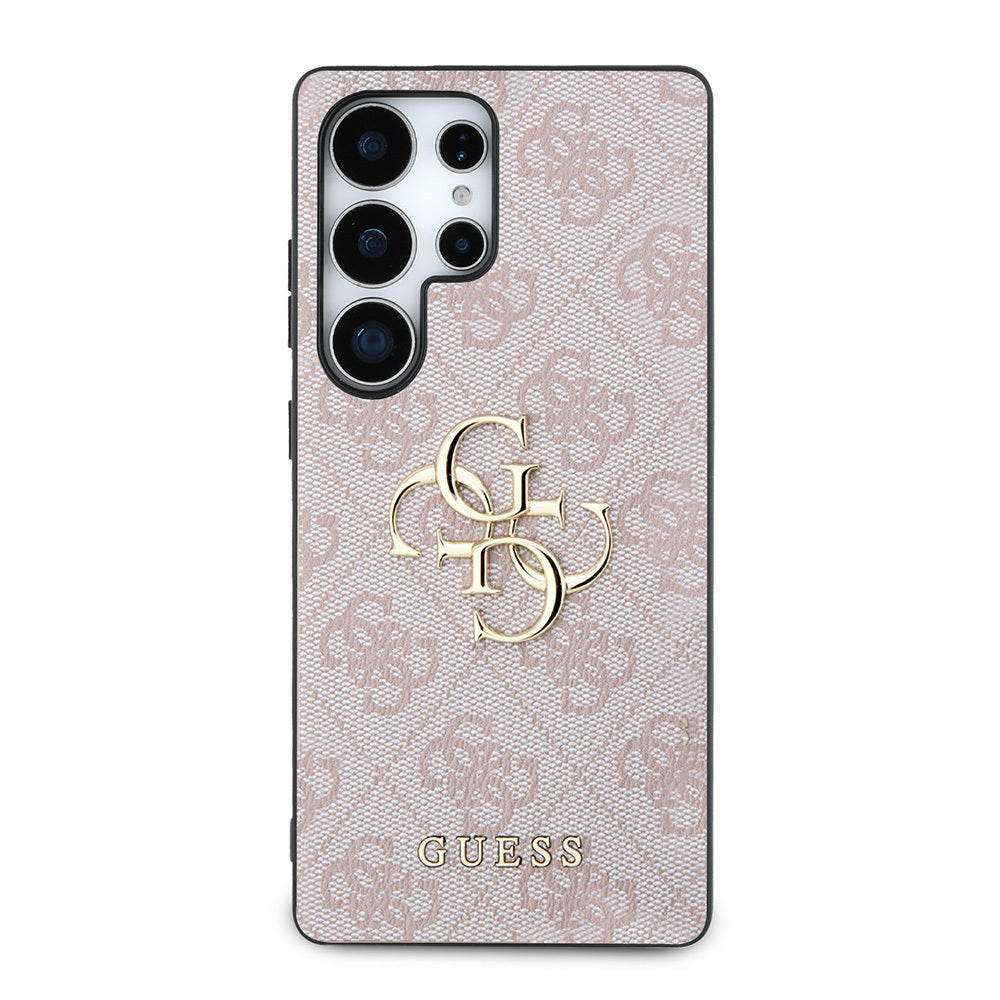 Galaxy S25 Ultra Kılıf Guess Orijinal Lisanslı PU Deri 4G Desenli Metal Büyük 4G ve Yazı Logolu Kılıf