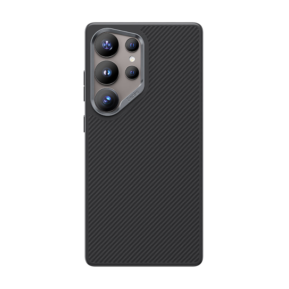 Galaxy S25 Ultra Kılıf Karbon Fiber M-safe Şarj Özellikli Benks Hybrid ArmorPro 600D Kevlar Kılıf