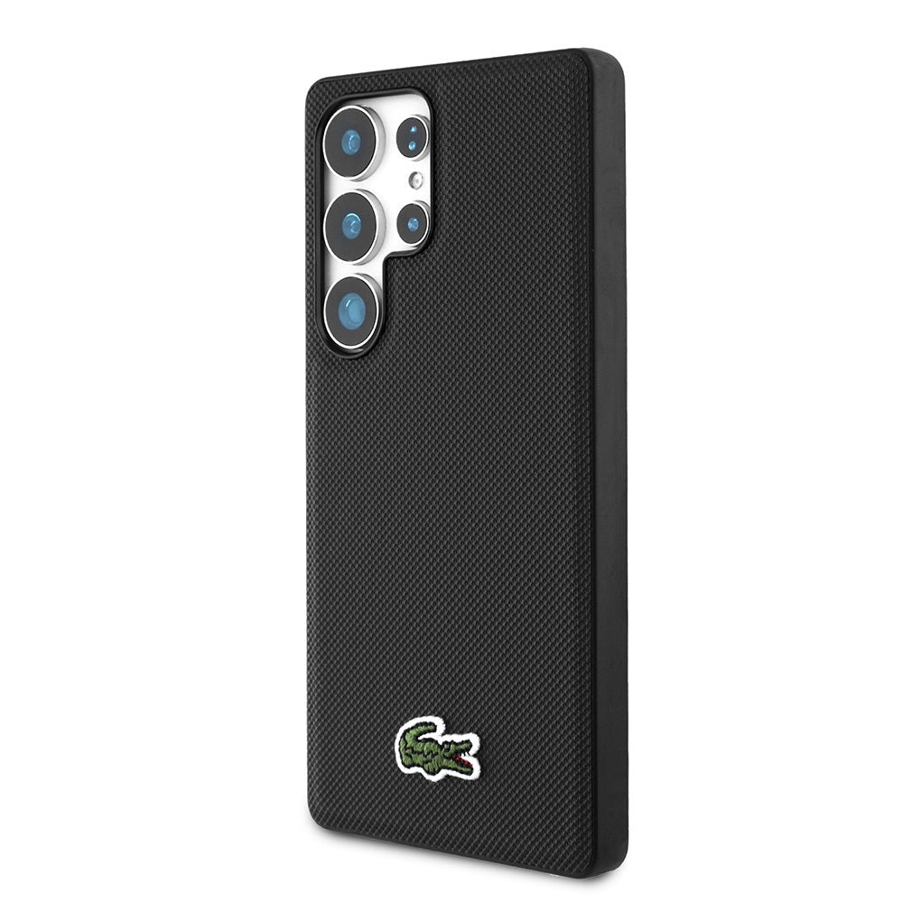 Galaxy S25 Ultra Kılıf Lacoste Orijinal Lisanslı PU Pike Desenli Arka Yüzey İkonik Timsah Dokuma Logolu Kılıf