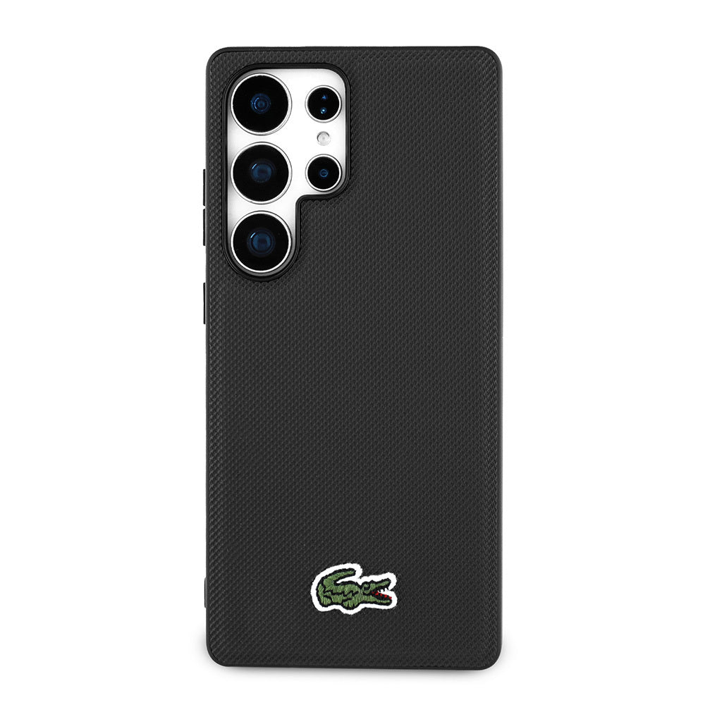 Galaxy S25 Ultra Kılıf Lacoste Orijinal Lisanslı PU Pike Desenli Arka Yüzey İkonik Timsah Dokuma Logolu Kılıf