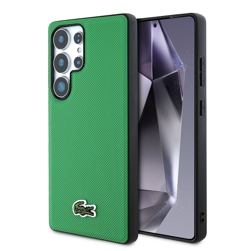Galaxy S25 Ultra Kılıf Lacoste Orijinal Lisanslı PU Pike Desenli Arka Yüzey İkonik Timsah Dokuma Logolu Kılıf