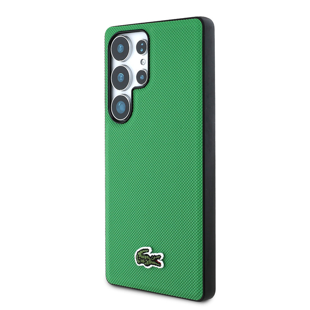 Galaxy S25 Ultra Kılıf Lacoste Orijinal Lisanslı PU Pike Desenli Arka Yüzey İkonik Timsah Dokuma Logolu Kılıf