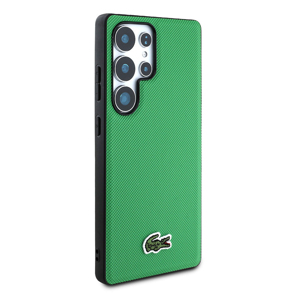 Galaxy S25 Ultra Kılıf Lacoste Orijinal Lisanslı PU Pike Desenli Arka Yüzey İkonik Timsah Dokuma Logolu Kılıf
