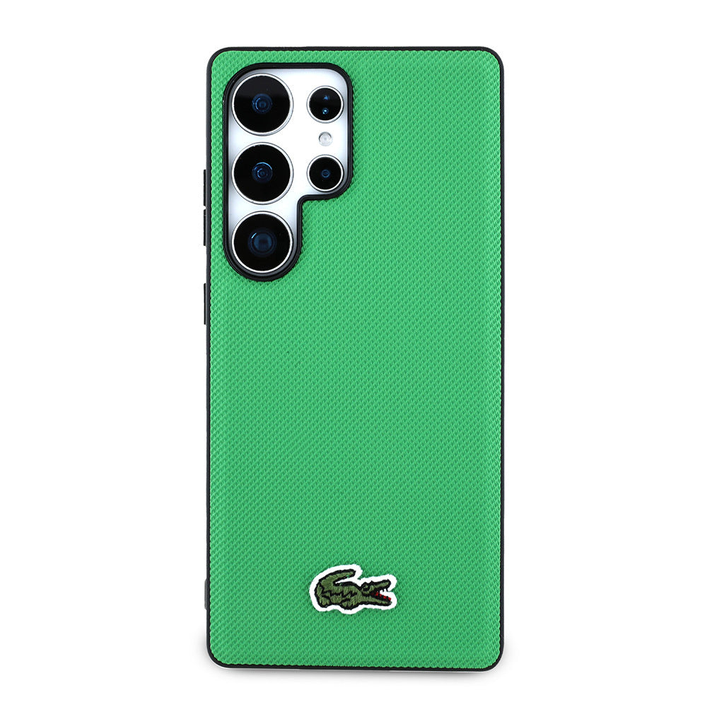 Galaxy S25 Ultra Kılıf Lacoste Orijinal Lisanslı PU Pike Desenli Arka Yüzey İkonik Timsah Dokuma Logolu Kılıf