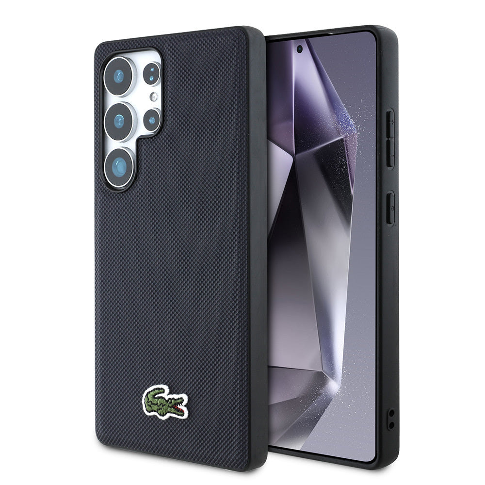 Galaxy S25 Ultra Kılıf Lacoste Orijinal Lisanslı PU Pike Desenli Arka Yüzey İkonik Timsah Dokuma Logolu Kılıf