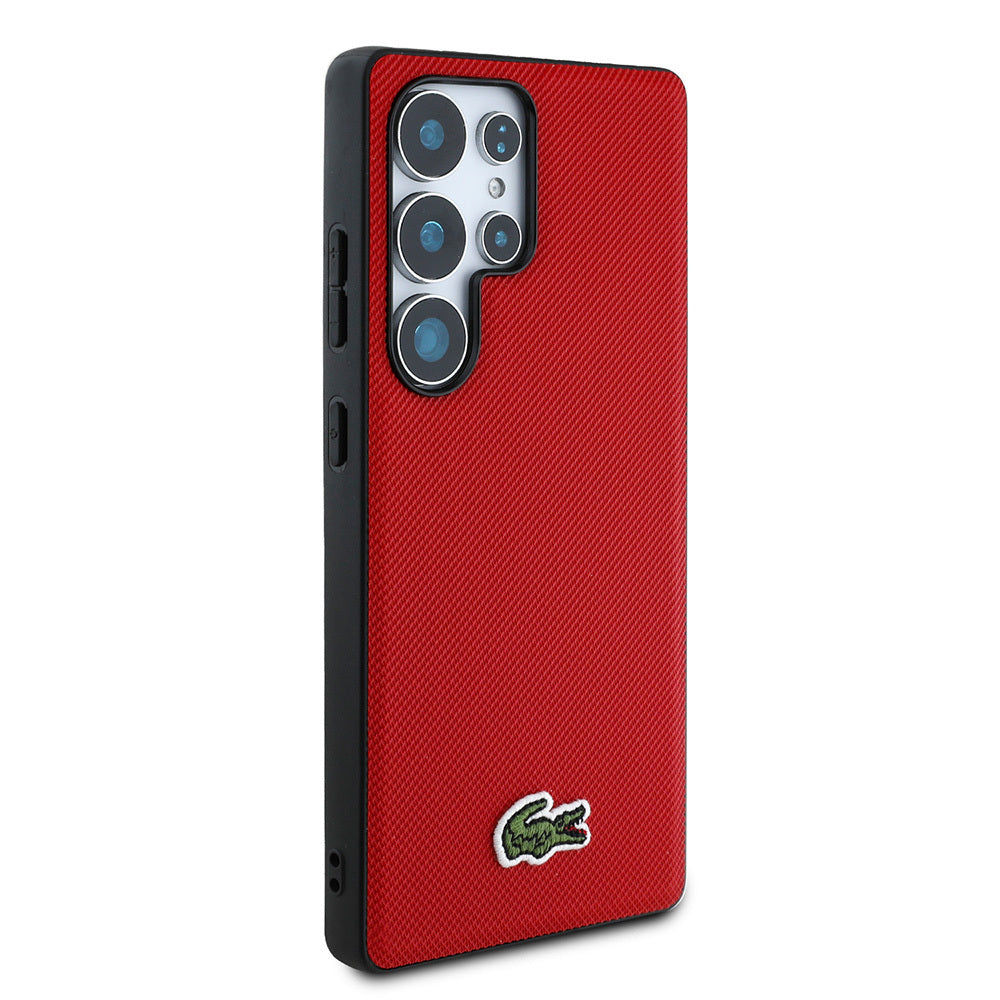 Galaxy S25 Ultra Kılıf Lacoste Orijinal Lisanslı PU Pike Desenli Arka Yüzey İkonik Timsah Dokuma Logolu Kılıf