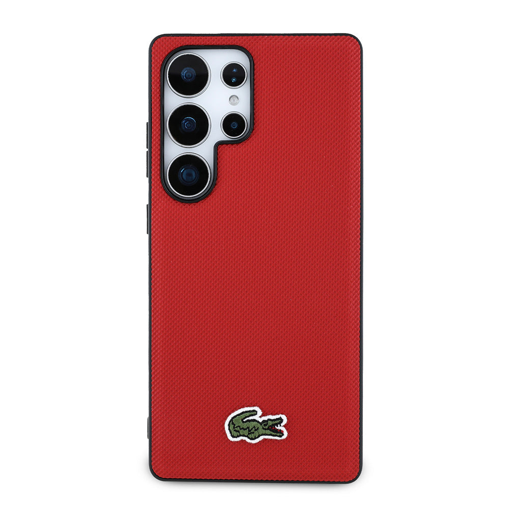 Galaxy S25 Ultra Kılıf Lacoste Orijinal Lisanslı PU Pike Desenli Arka Yüzey İkonik Timsah Dokuma Logolu Kılıf