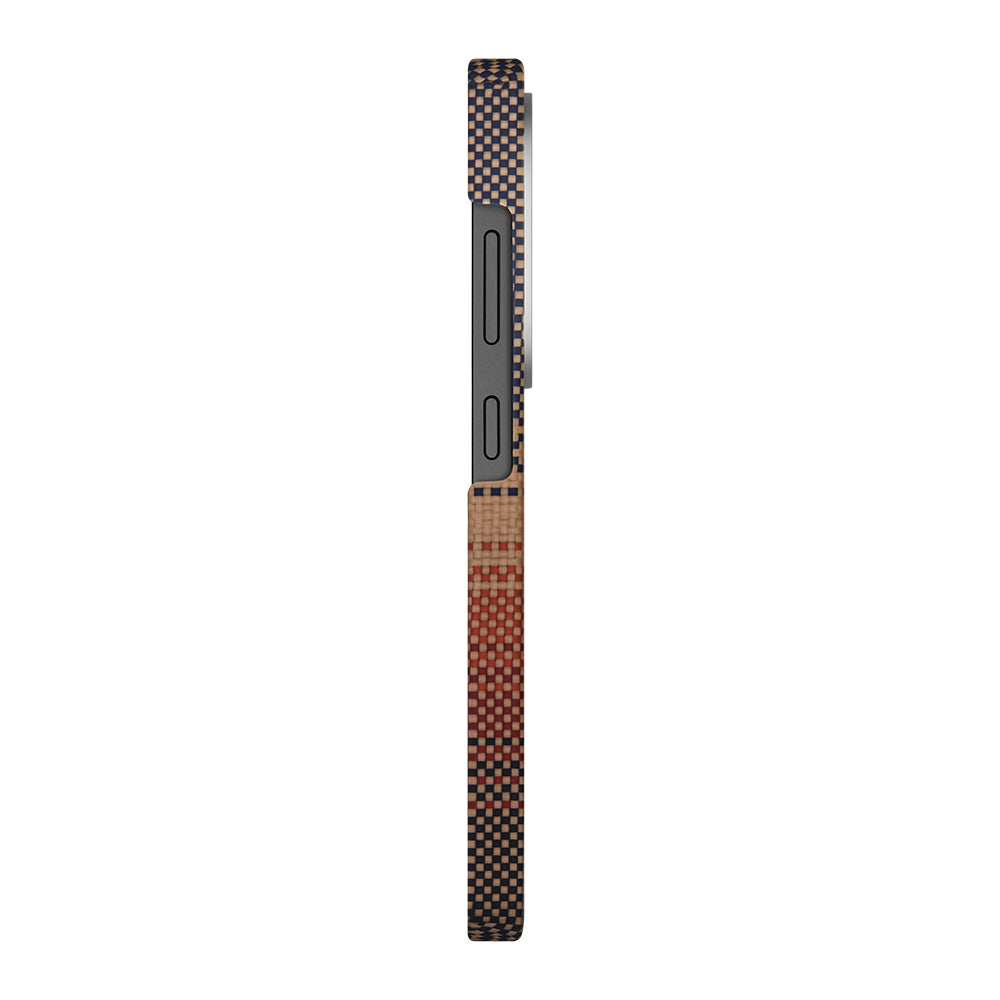 Galaxy S25 Ultra Kılıf M-safe Şarj Özellikli Aramid Karbon Fiber Pitaka Tactile Woven Sunset-Moonrise Serisi Kılıf