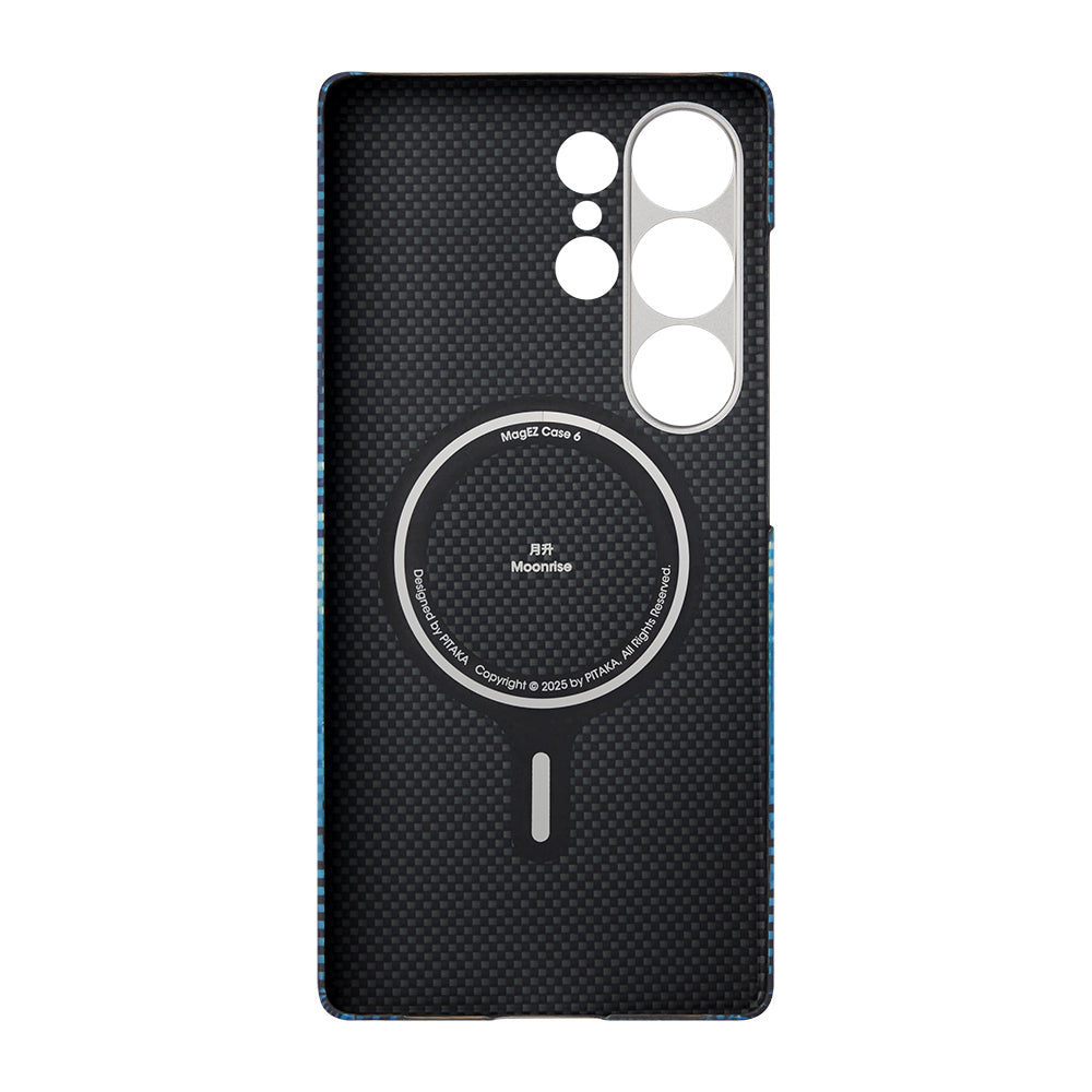 Galaxy S25 Ultra Kılıf M-safe Şarj Özellikli Aramid Karbon Fiber Pitaka Tactile Woven Sunset-Moonrise Serisi Kılıf