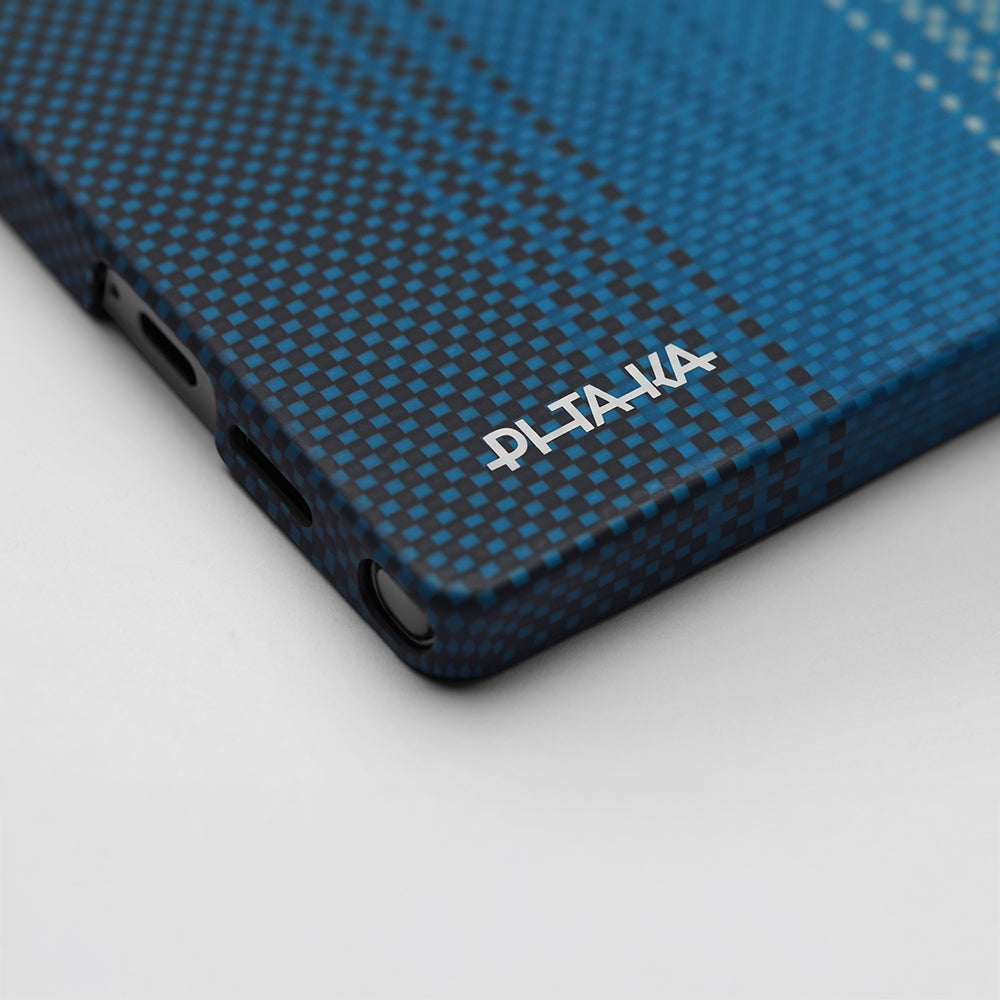 Galaxy S25 Ultra Kılıf M-safe Şarj Özellikli Aramid Karbon Fiber Pitaka Tactile Woven Sunset-Moonrise Serisi Kılıf