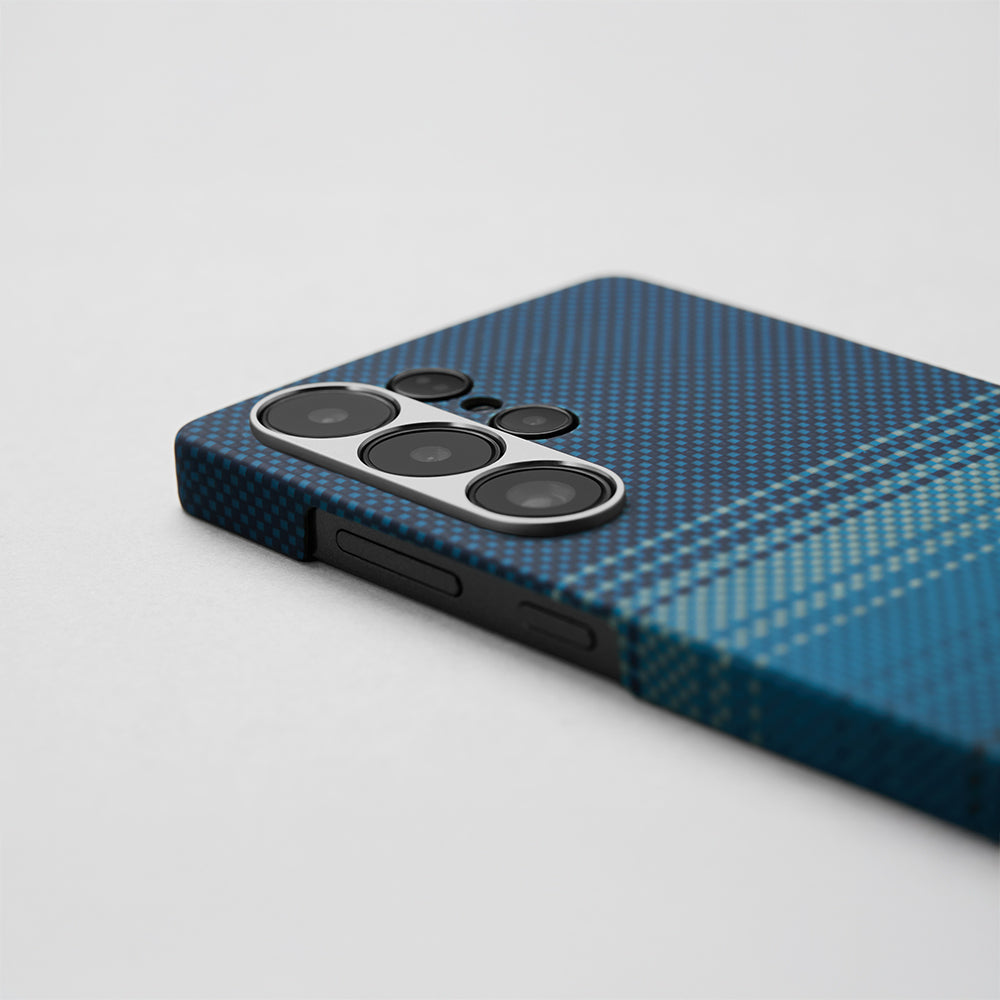Galaxy S25 Ultra Kılıf M-safe Şarj Özellikli Aramid Karbon Fiber Pitaka Tactile Woven Sunset-Moonrise Serisi Kılıf