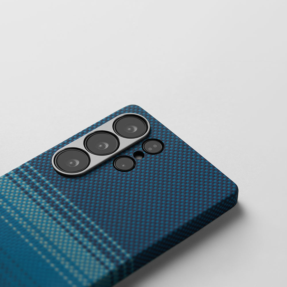Galaxy S25 Ultra Kılıf M-safe Şarj Özellikli Aramid Karbon Fiber Pitaka Tactile Woven Sunset-Moonrise Serisi Kılıf