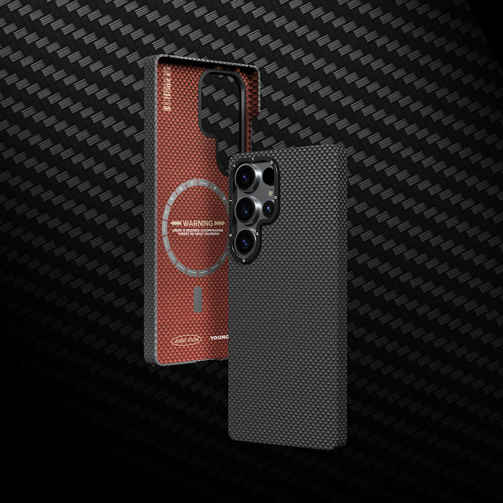 Galaxy S25 Ultra Kılıf M-safe Şarj Özellikli Aramid Fiber Youngkit 1500D Extreme Wing Serisi Kılıf