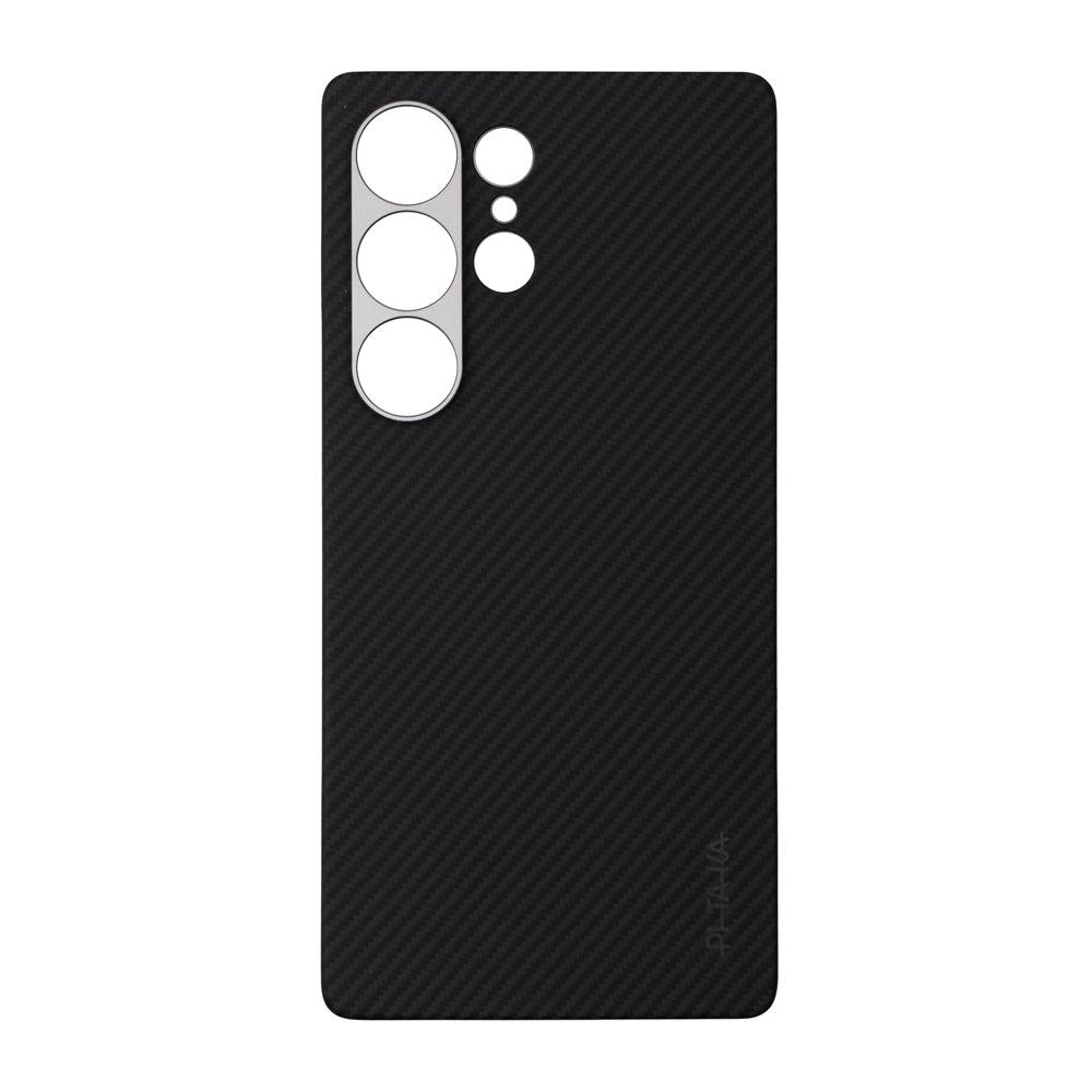 Galaxy S25 Ultra Kılıf M-safe Şarj Özellikli 600D Aramid Karbon Fiber Pitaka Ultra-Slim Classic Serisi Black-Grey Twill Kılıf