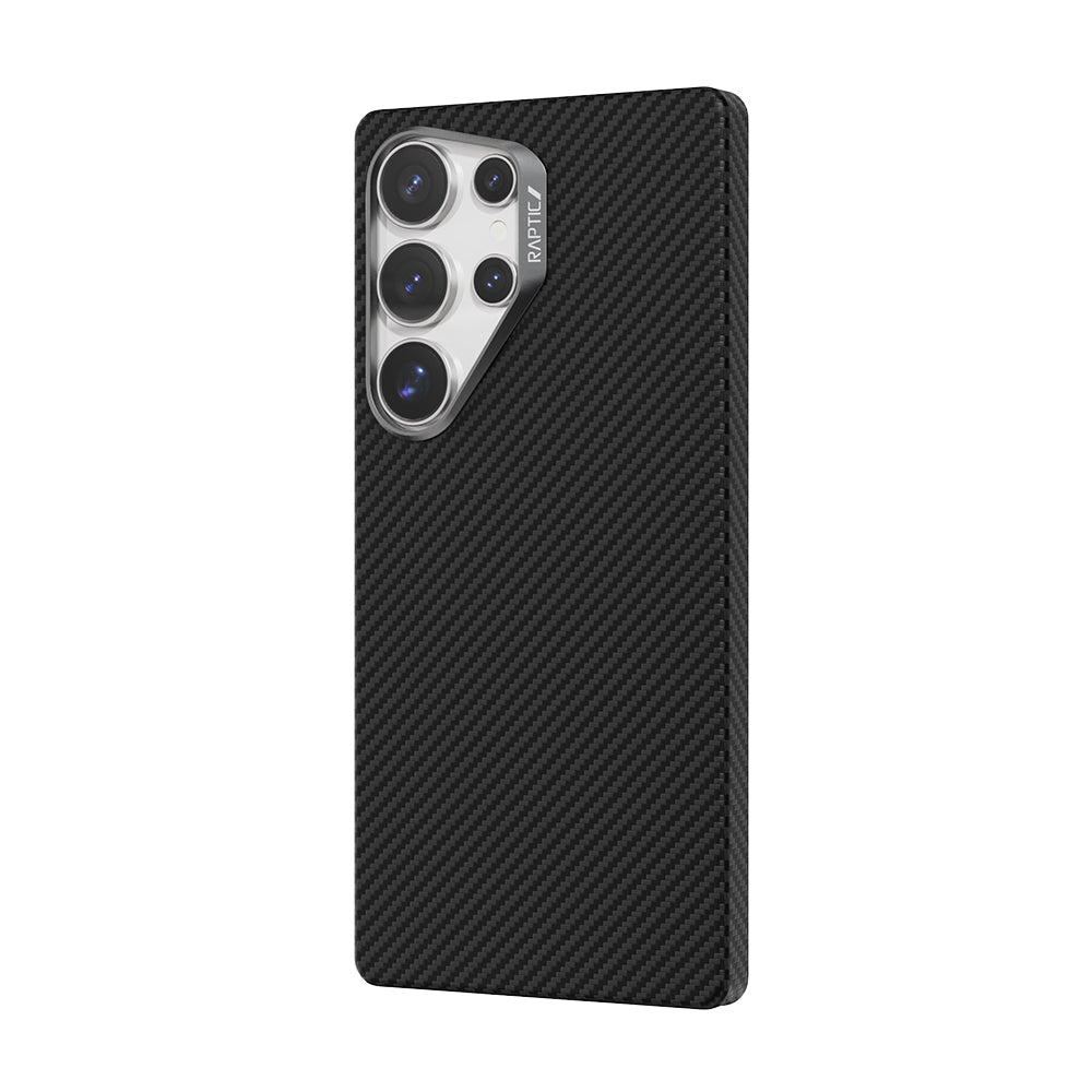Galaxy S25 Ultra Kılıf M-safe Şarj Özellikli 600D Metal Kamera Çerçeveli Raptic Aramid Karbon Fiber Serisi Kılıf