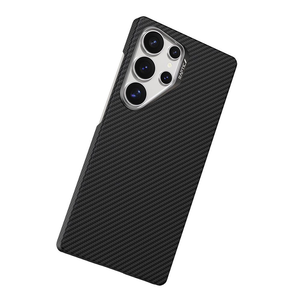 Galaxy S25 Ultra Kılıf M-safe Şarj Özellikli 600D Metal Kamera Çerçeveli Raptic Aramid Karbon Fiber Serisi Kılıf