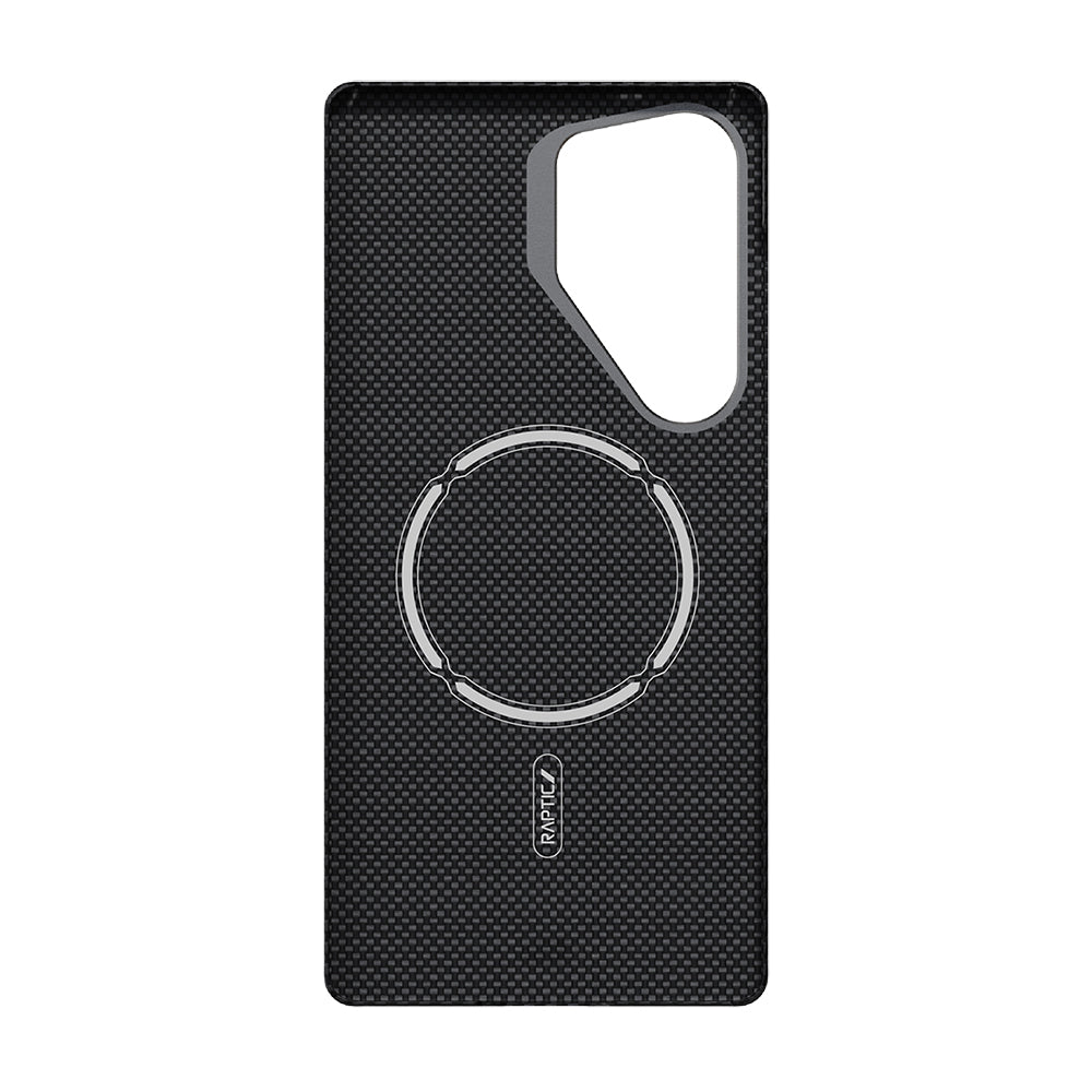 Galaxy S25 Ultra Kılıf M-safe Şarj Özellikli 600D Metal Kamera Çerçeveli Raptic Aramid Karbon Fiber Serisi Kılıf