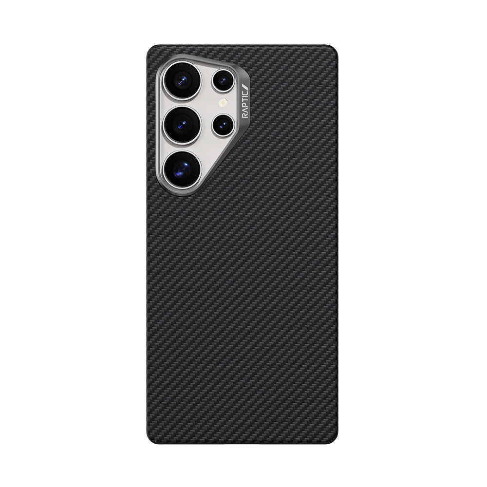 Galaxy S25 Ultra Kılıf M-safe Şarj Özellikli 600D Metal Kamera Çerçeveli Raptic Aramid Karbon Fiber Serisi Kılıf