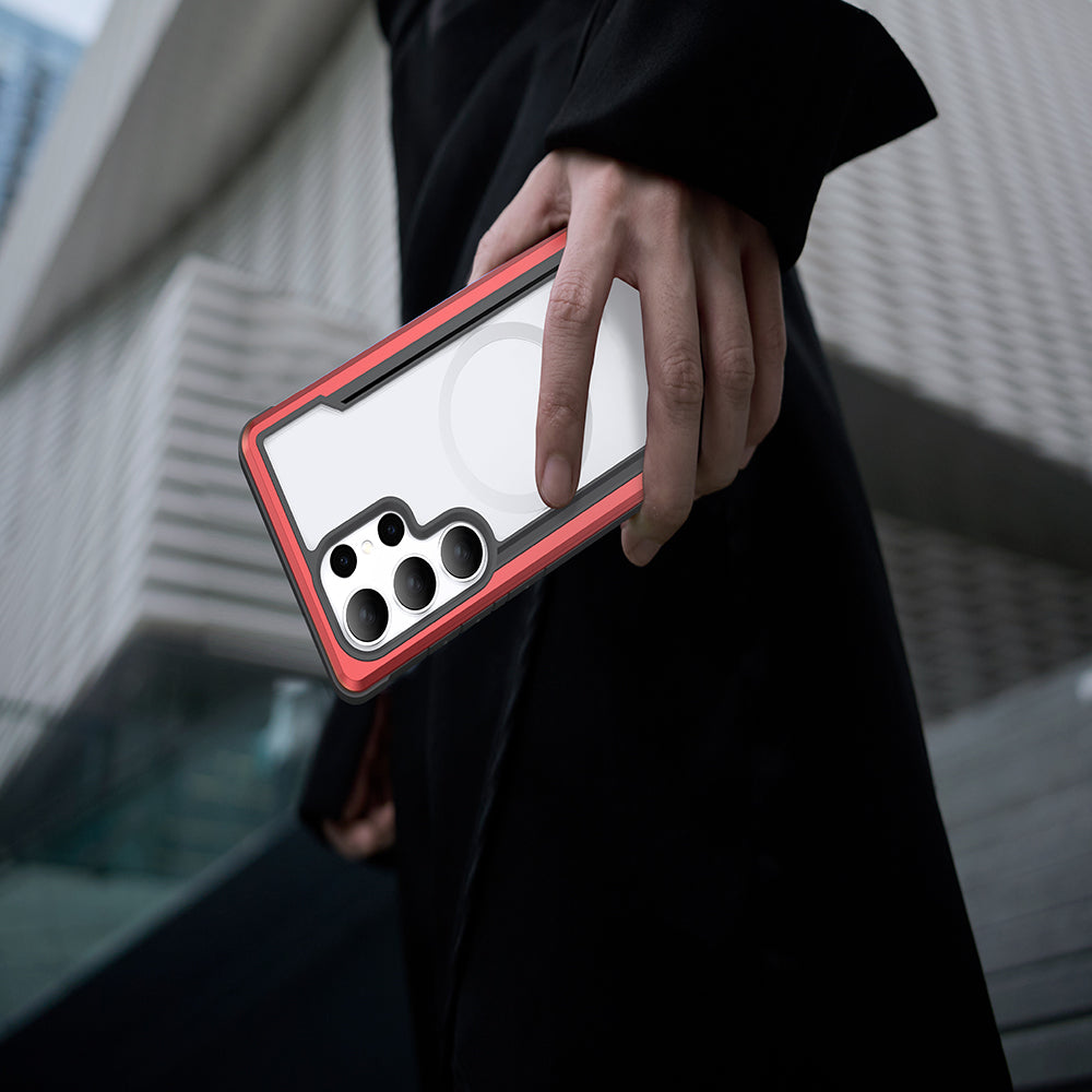 Galaxy S25 Ultra Kılıf M-safe Şarj Özellikli Airbagli Raptic Shield Serisi Şeffaf Arka Yüzey Kılıf