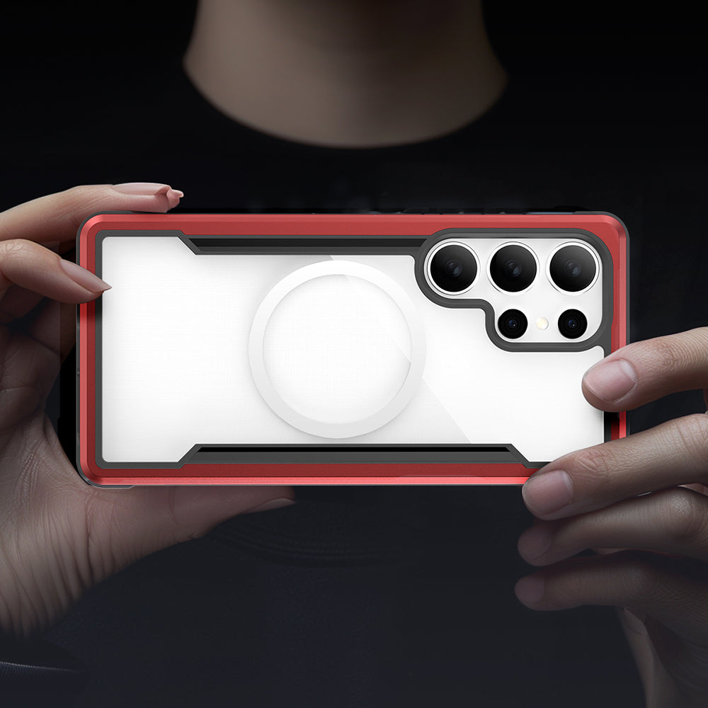 Galaxy S25 Ultra Kılıf M-safe Şarj Özellikli Airbagli Raptic Shield Serisi Şeffaf Arka Yüzey Kılıf