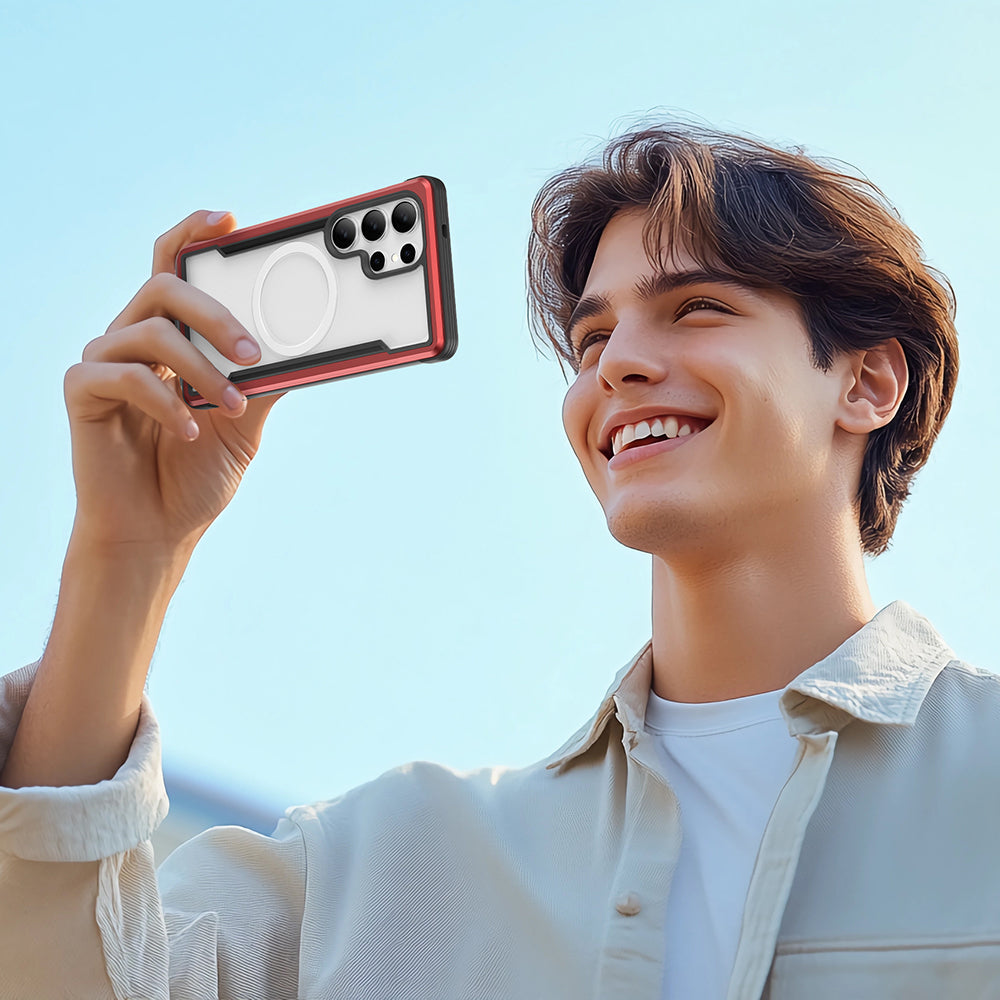 Galaxy S25 Ultra Kılıf M-safe Şarj Özellikli Airbagli Raptic Shield Serisi Şeffaf Arka Yüzey Kılıf