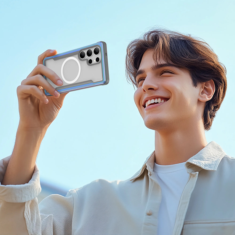 Galaxy S25 Ultra Kılıf M-safe Şarj Özellikli Airbagli Raptic Shield Serisi Şeffaf Arka Yüzey Kılıf